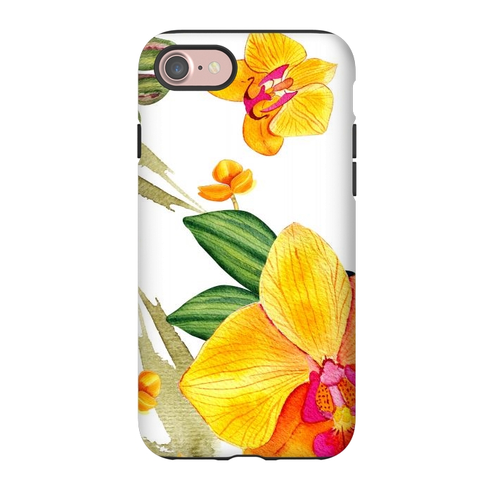 iPhone 7 StrongFit watercolor yellow orchid flowers by haroulita