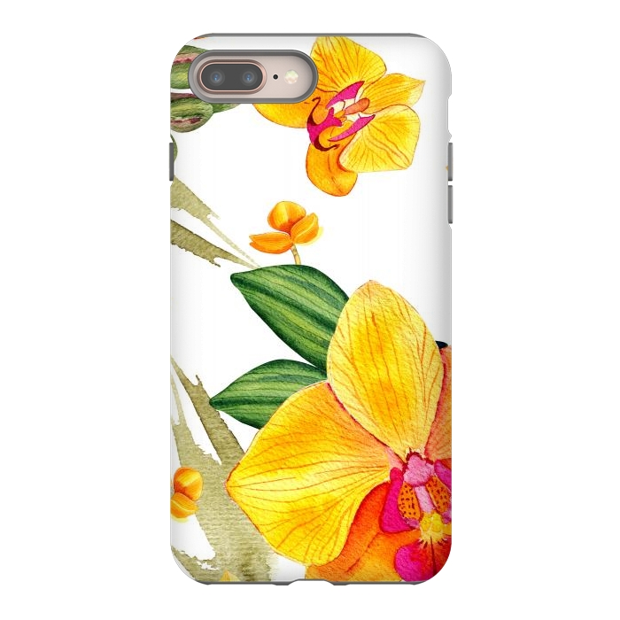 iPhone 7 plus StrongFit watercolor yellow orchid flowers by haroulita