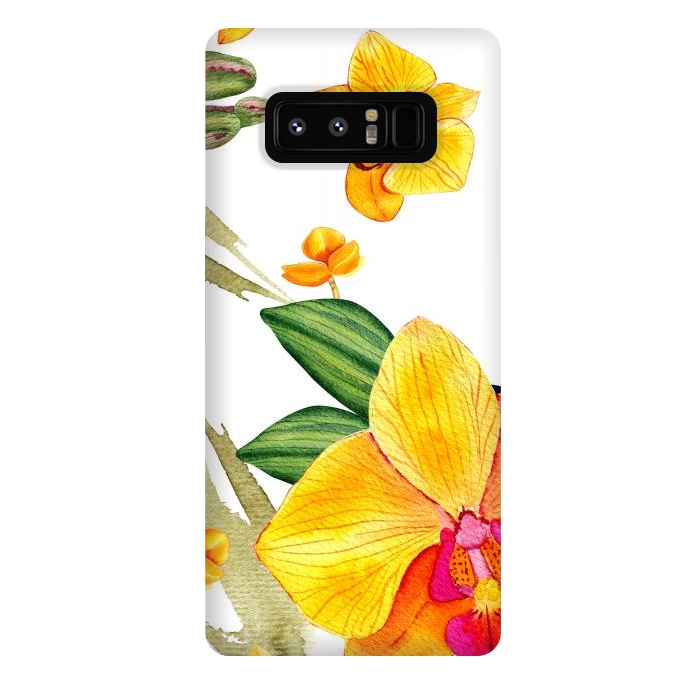 Galaxy Note 8 StrongFit watercolor yellow orchid flowers by haroulita