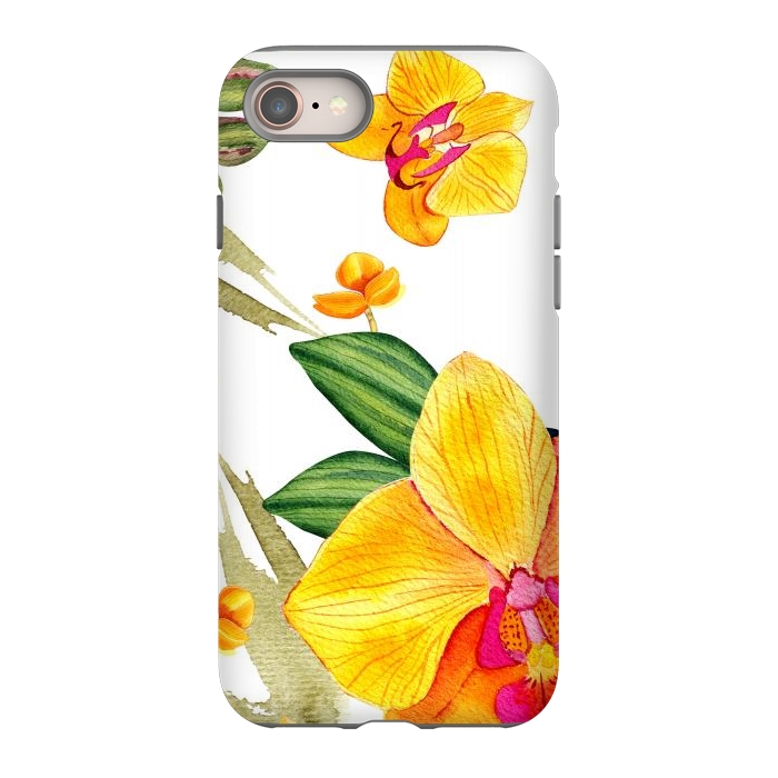 iPhone 8 StrongFit watercolor yellow orchid flowers by haroulita