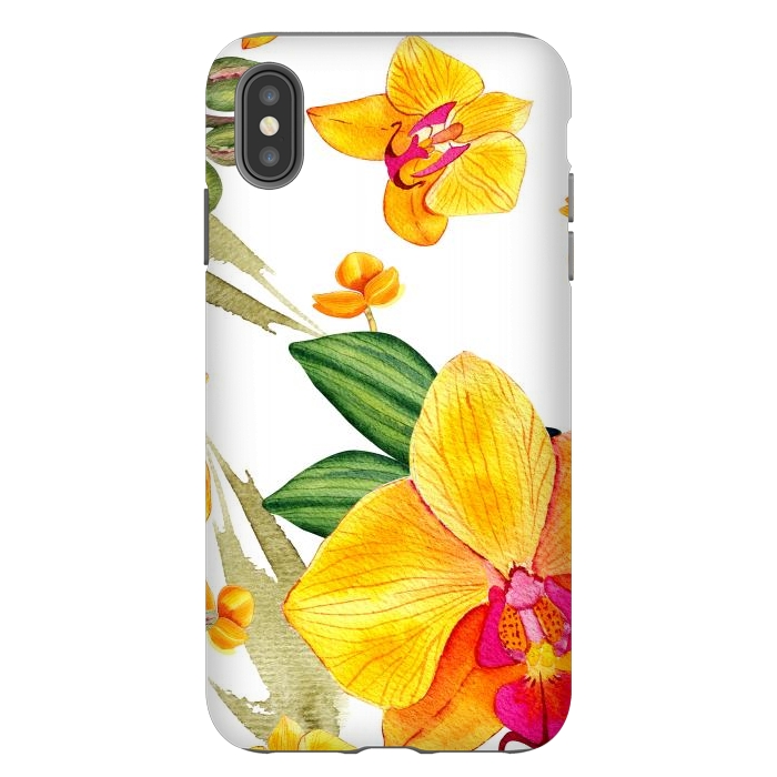 iPhone Xs Max StrongFit watercolor yellow orchid flowers by haroulita