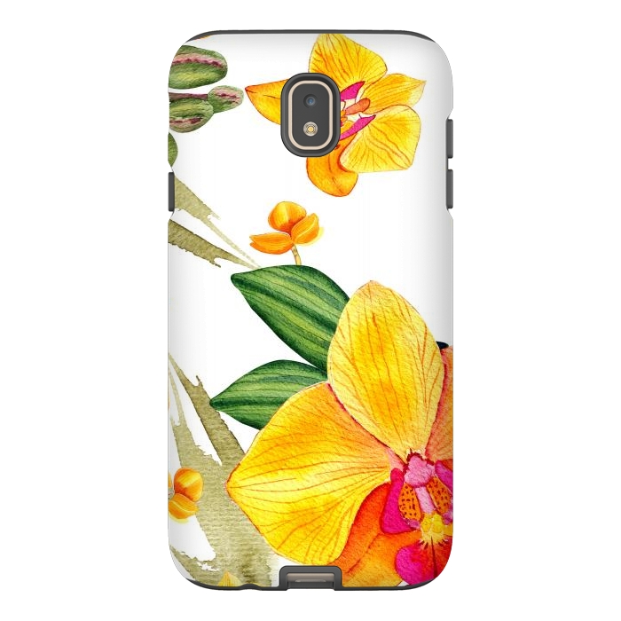 Galaxy J7 StrongFit watercolor yellow orchid flowers by haroulita