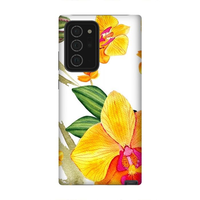 Galaxy Note 20 Ultra StrongFit watercolor yellow orchid flowers by haroulita
