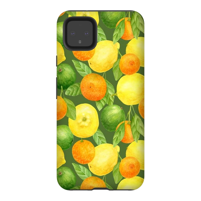 Pixel 4XL StrongFit summer fruits lemons and oranges by haroulita