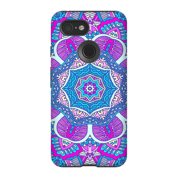 Pixel 3 StrongFit purple pink modern star mandala  by haroulita