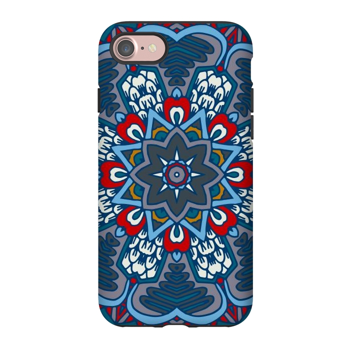 iPhone 7 StrongFit blue red star flower mandala by haroulita