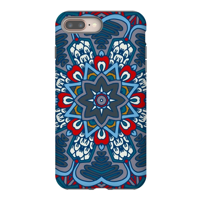 iPhone 7 plus StrongFit blue red star flower mandala by haroulita