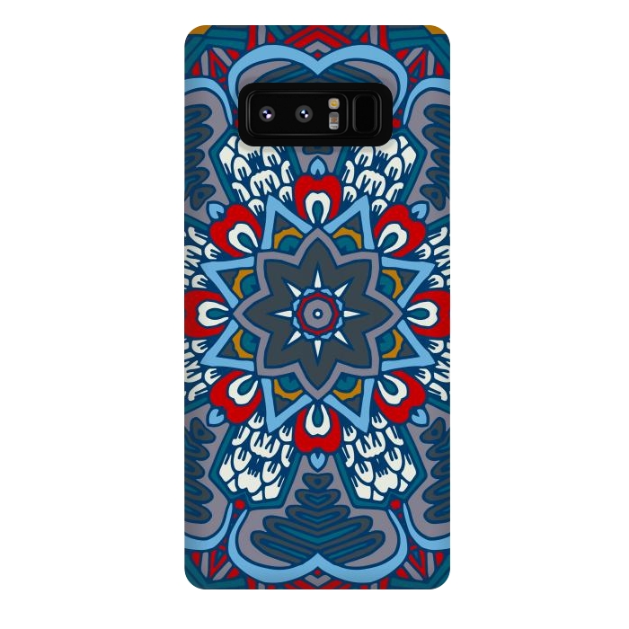Galaxy Note 8 StrongFit blue red star flower mandala by haroulita