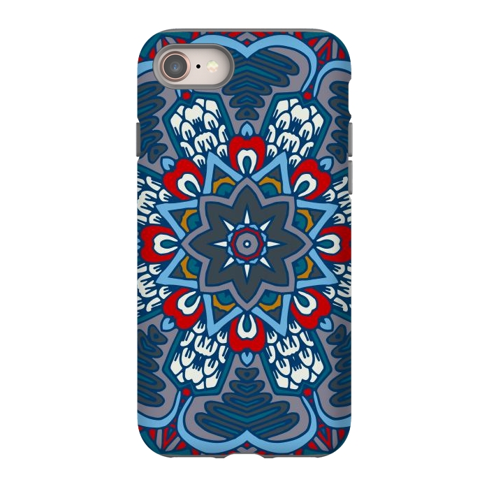 iPhone 8 StrongFit blue red star flower mandala by haroulita