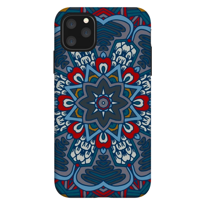 iPhone 11 Pro Max StrongFit blue red star flower mandala by haroulita