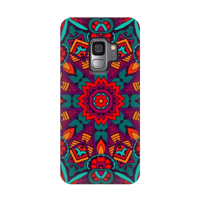 Galaxy S9 StrongFit red geometric mandala by haroulita
