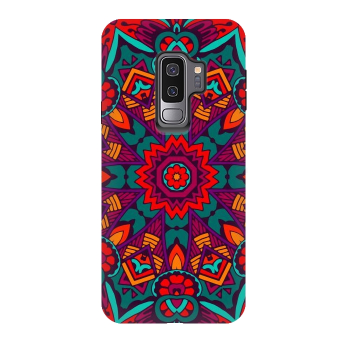 Galaxy S9 plus StrongFit red geometric mandala by haroulita