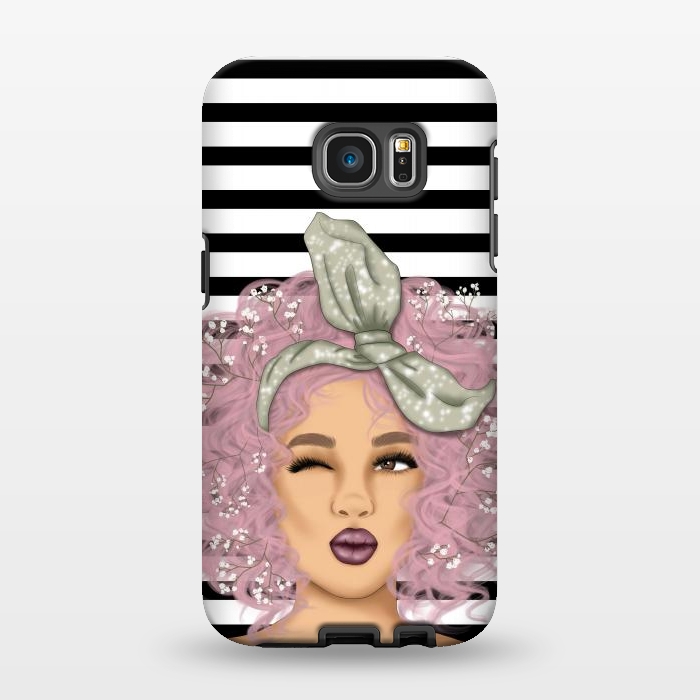 Galaxy S7 EDGE StrongFit gorgeous woman with purple hair in black white background by haroulita
