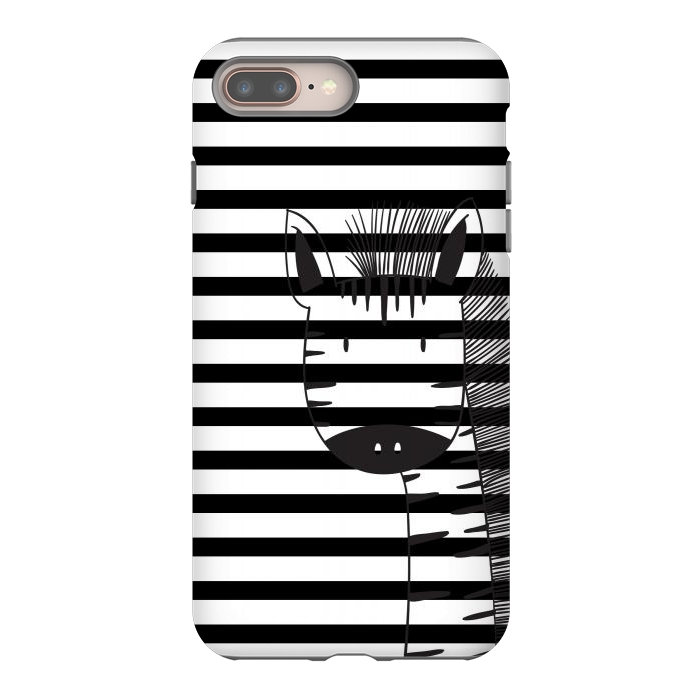 iPhone 7 plus StrongFit minimal black white cute zebra by haroulita