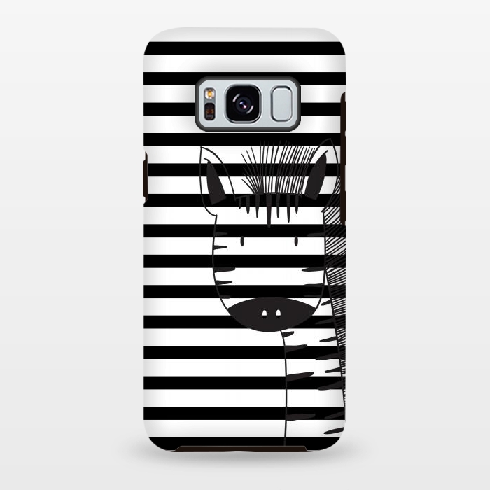 Galaxy S8 plus StrongFit minimal black white cute zebra by haroulita