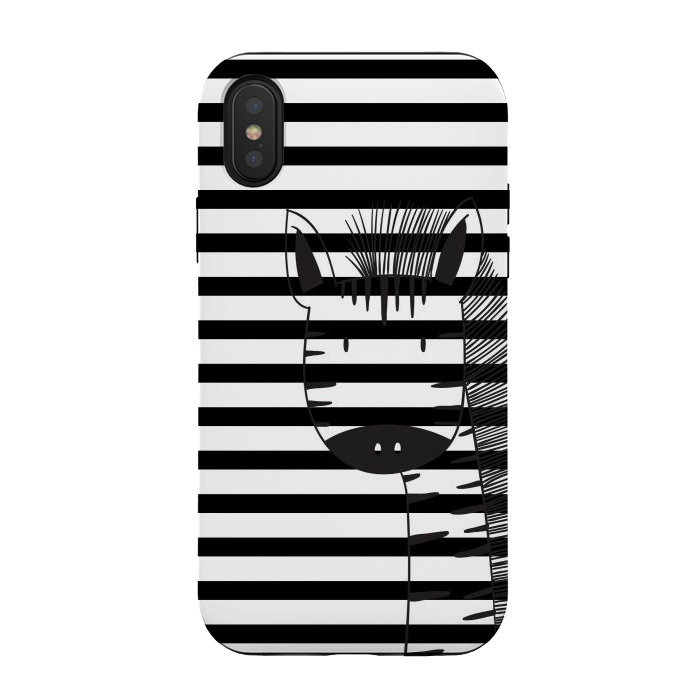 iPhone Xs / X StrongFit minimal black white cute zebra by haroulita