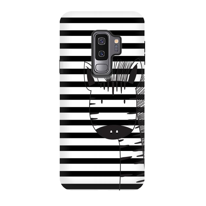 Galaxy S9 plus StrongFit minimal black white cute zebra by haroulita
