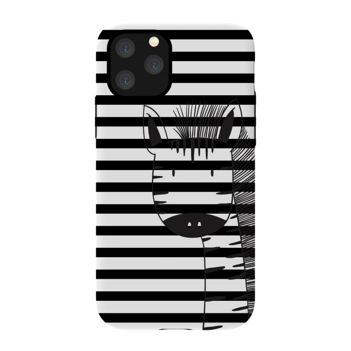 iPhone 11 Pro StrongFit minimal black white cute zebra by haroulita