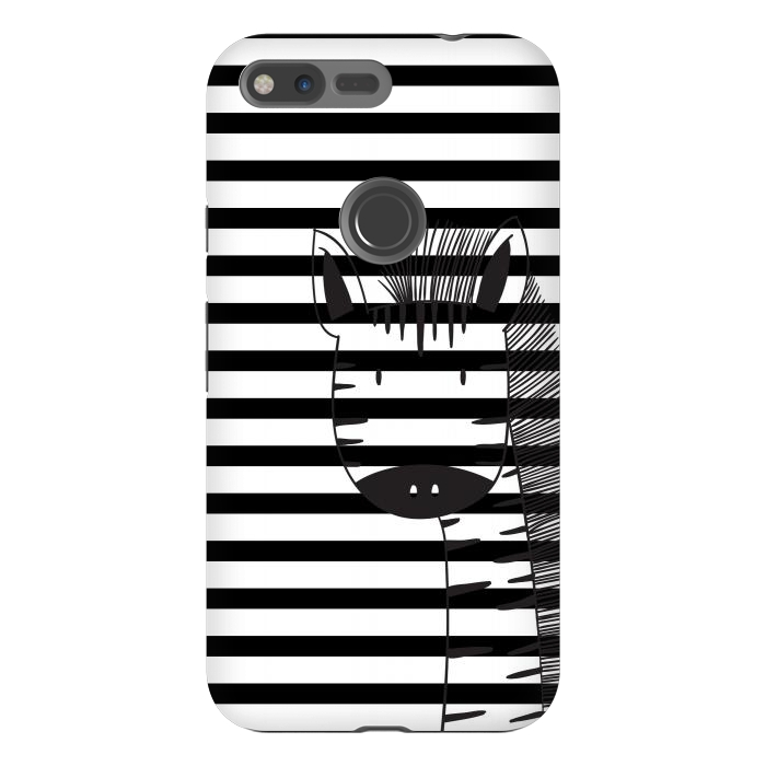 Pixel XL StrongFit minimal black white cute zebra by haroulita