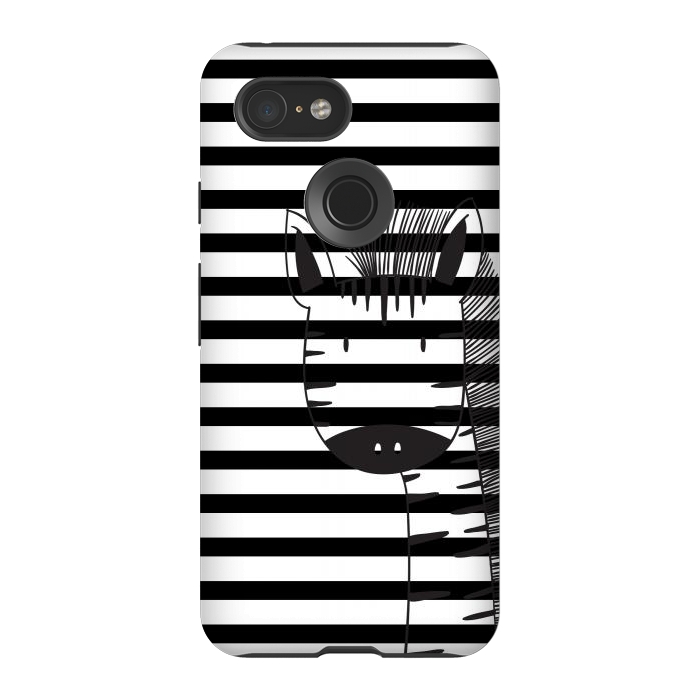 Pixel 3 StrongFit minimal black white cute zebra by haroulita