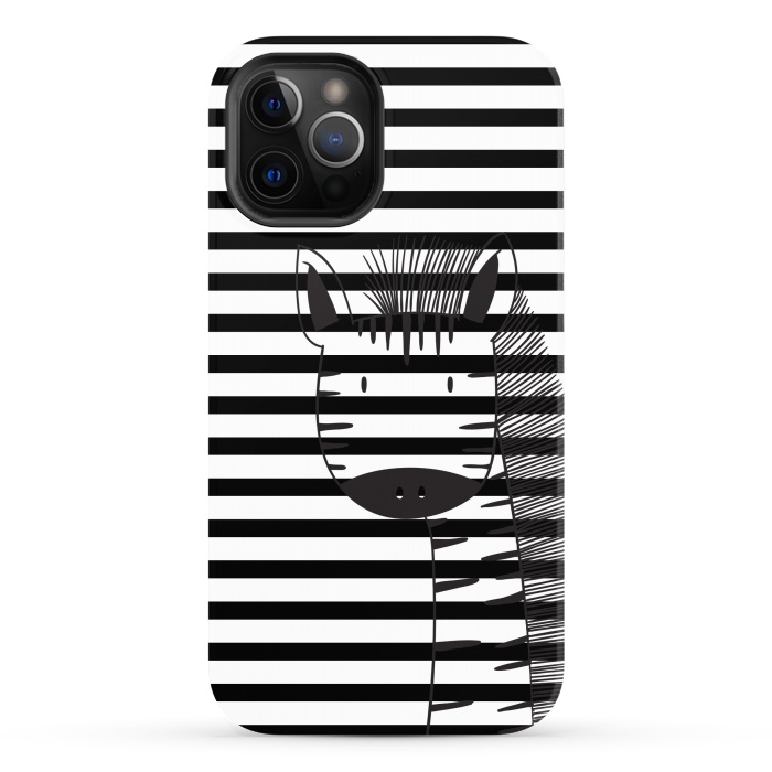 iPhone 12 Pro Max StrongFit minimal black white cute zebra by haroulita