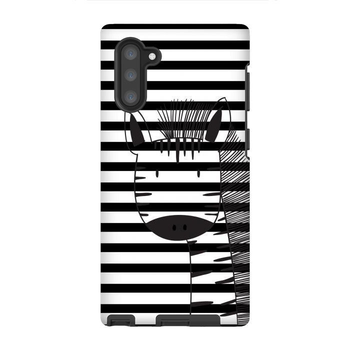 Galaxy Note 10 StrongFit minimal black white cute zebra by haroulita