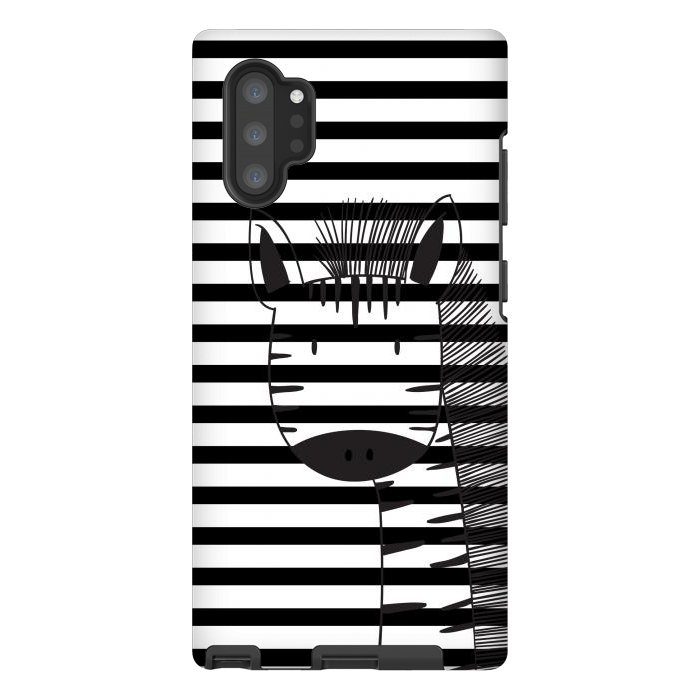 Galaxy Note 10 plus StrongFit minimal black white cute zebra by haroulita