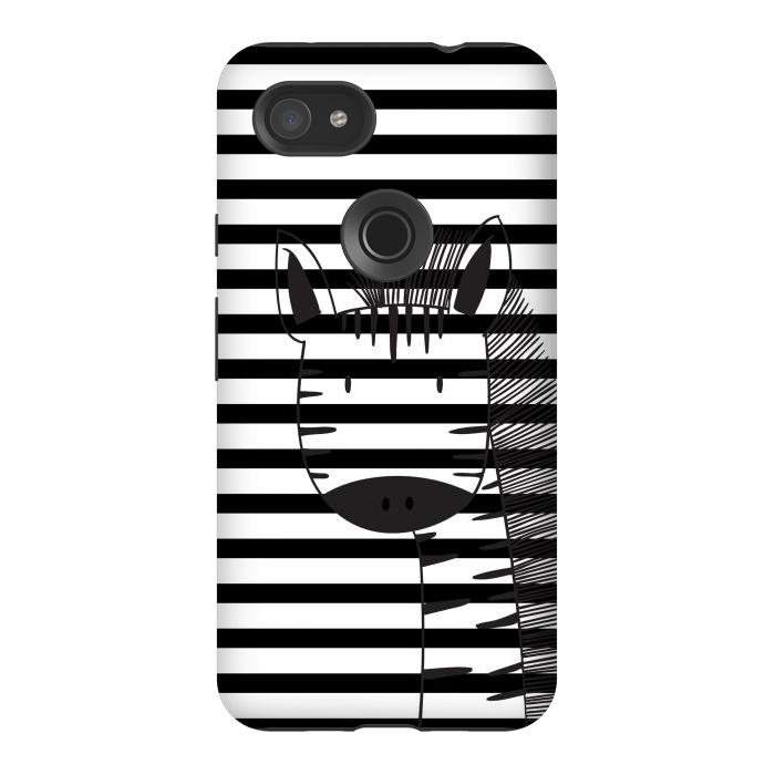 Pixel 3AXL StrongFit minimal black white cute zebra by haroulita