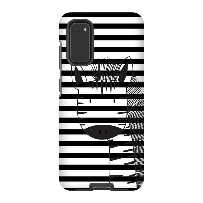 Galaxy S20 StrongFit minimal black white cute zebra by haroulita