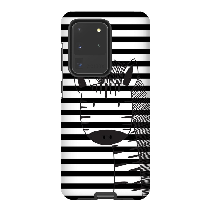 Galaxy S20 Ultra StrongFit minimal black white cute zebra by haroulita