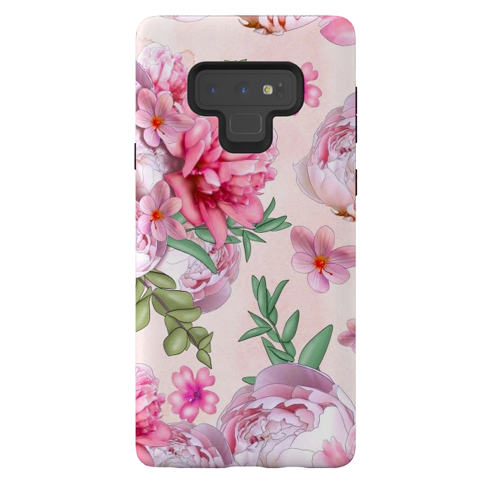 Galaxy Note 9 StrongFit purple pink peony flowers by haroulita