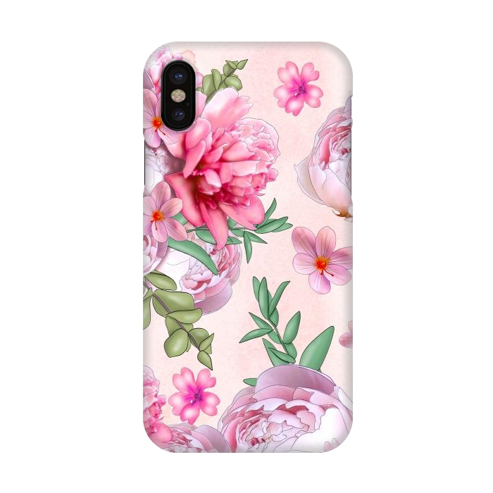 iPhone X SlimFit purple pink peony flowers by haroulita