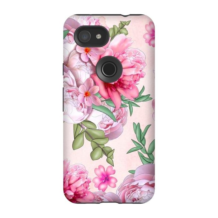 Pixel 3A StrongFit purple pink peony flowers by haroulita