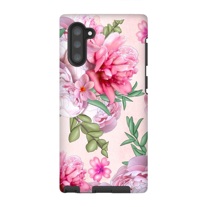 Galaxy Note 10 StrongFit purple pink peony flowers by haroulita