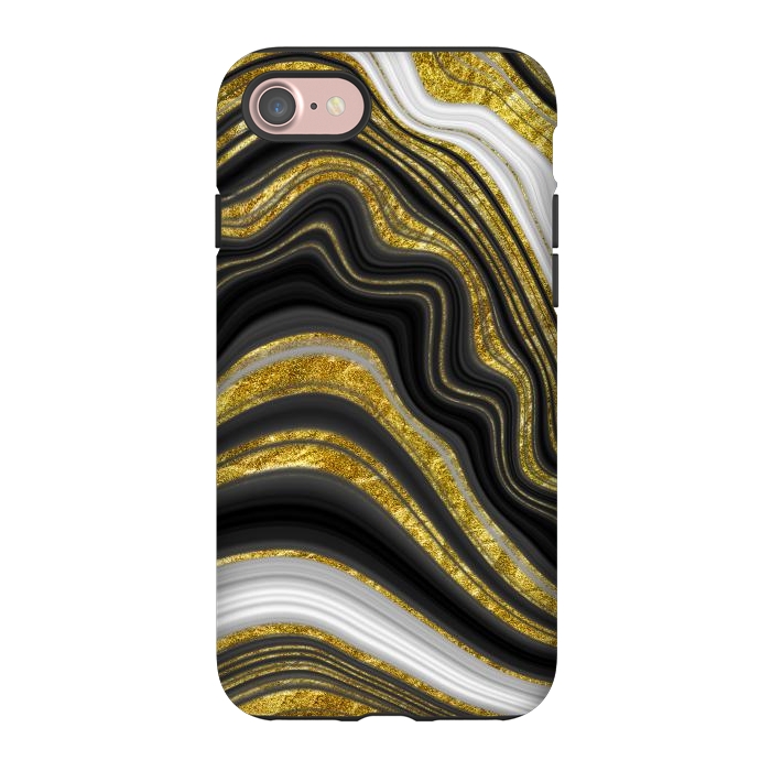iPhone 7 StrongFit elegant marble golden waves by haroulita