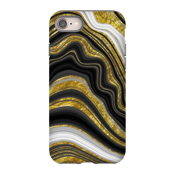 iPhone 8 StrongFit elegant marble golden waves by haroulita