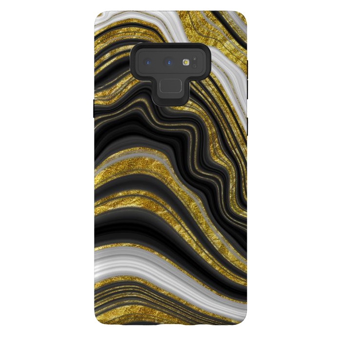 Galaxy Note 9 StrongFit elegant marble golden waves by haroulita