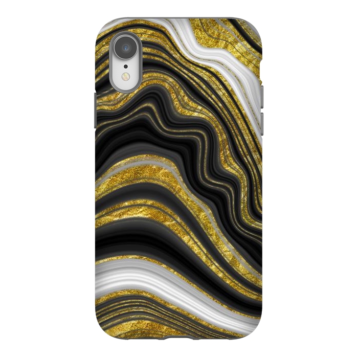 iPhone Xr StrongFit elegant marble golden waves by haroulita