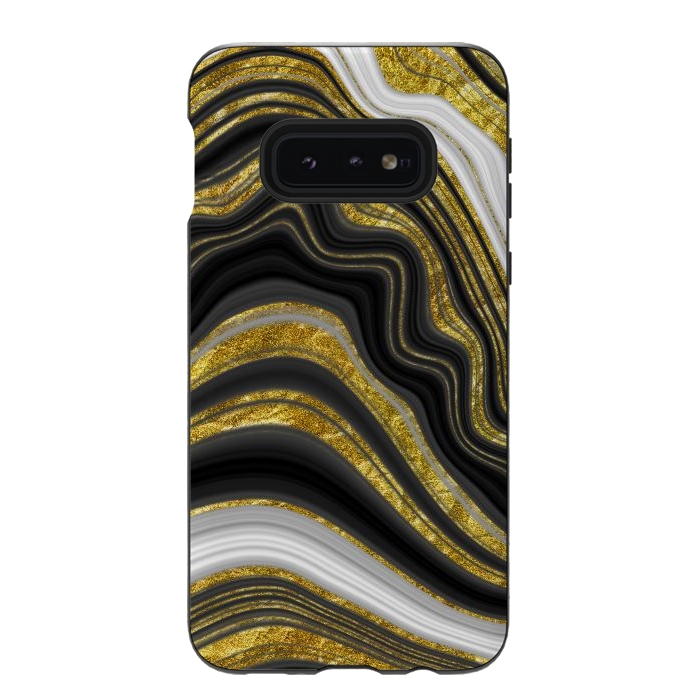 Galaxy S10e StrongFit elegant marble golden waves by haroulita