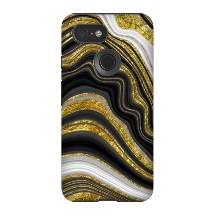 Pixel 3 StrongFit elegant marble golden waves by haroulita