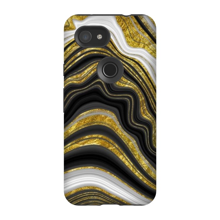 Pixel 3A StrongFit elegant marble golden waves by haroulita