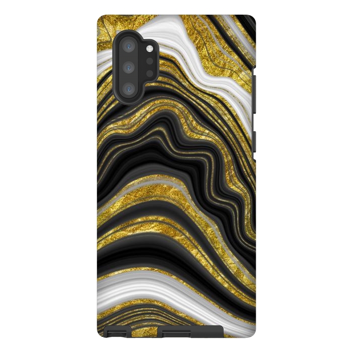 Galaxy Note 10 plus StrongFit elegant marble golden waves by haroulita