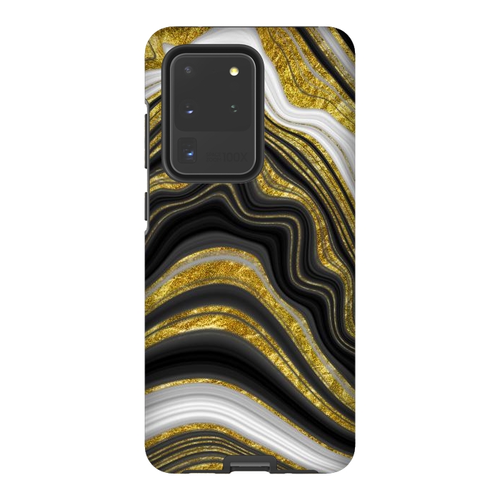 Galaxy S20 Ultra StrongFit elegant marble golden waves by haroulita