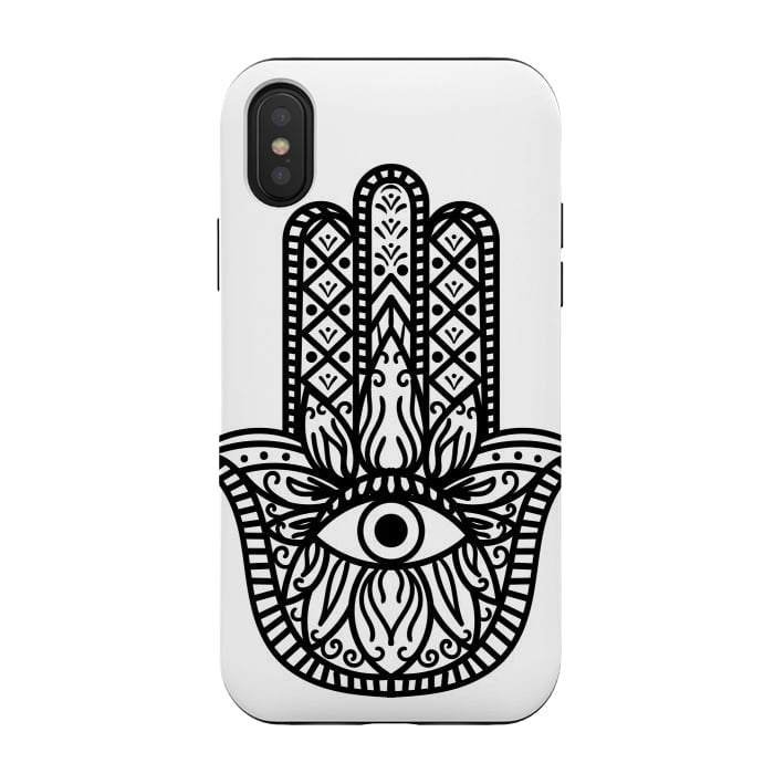 iPhone Xs / X StrongFit minimal black white hamsa by haroulita