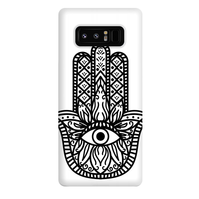 Galaxy Note 8 StrongFit minimal black white hamsa by haroulita