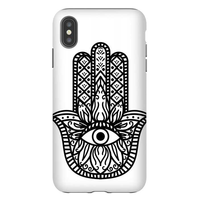 iPhone Xs Max StrongFit minimal black white hamsa by haroulita