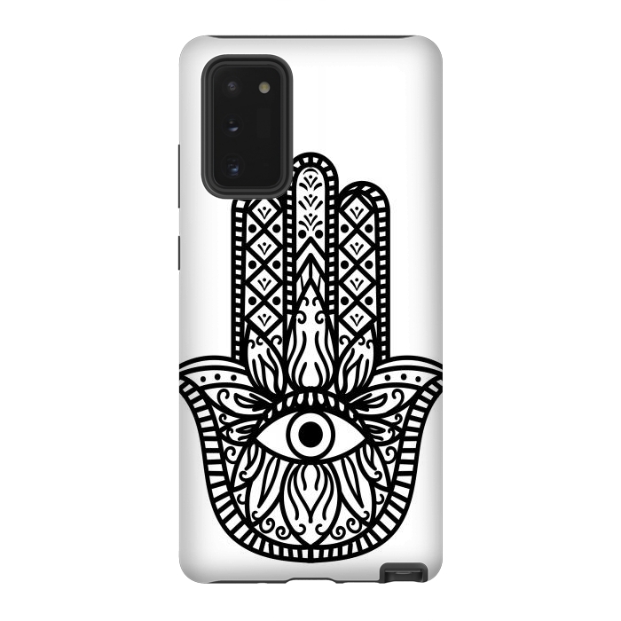 Galaxy Note 20 StrongFit minimal black white hamsa by haroulita