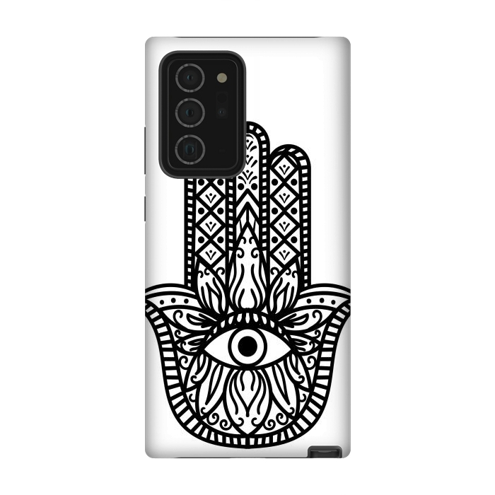 Galaxy Note 20 Ultra StrongFit minimal black white hamsa by haroulita
