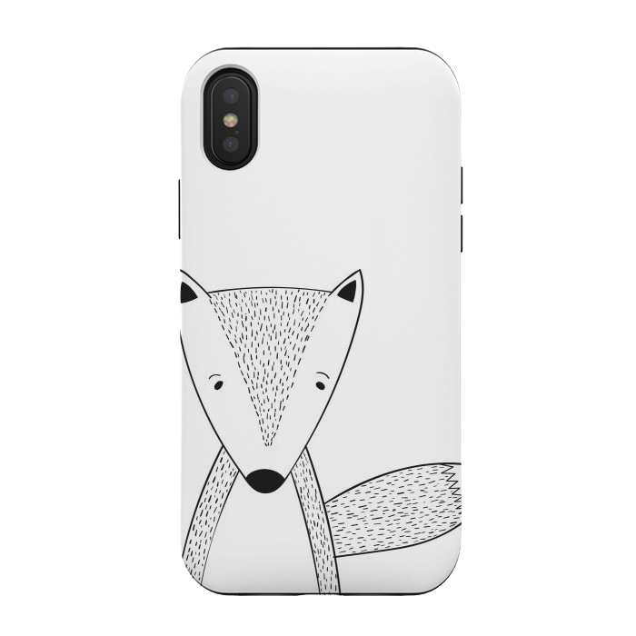 iPhone Xs / X StrongFit cute black white fox by haroulita