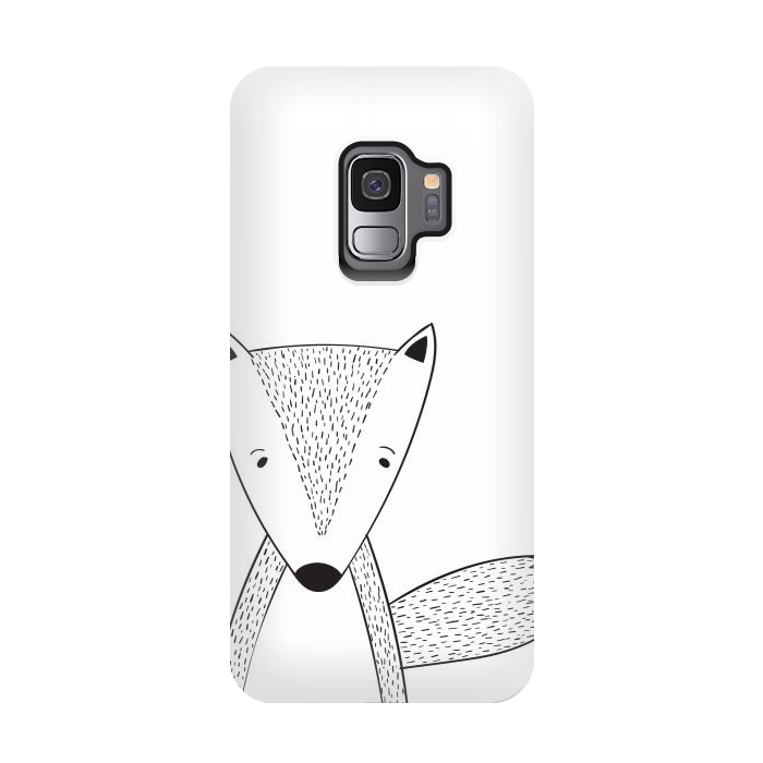 Galaxy S9 StrongFit cute black white fox by haroulita